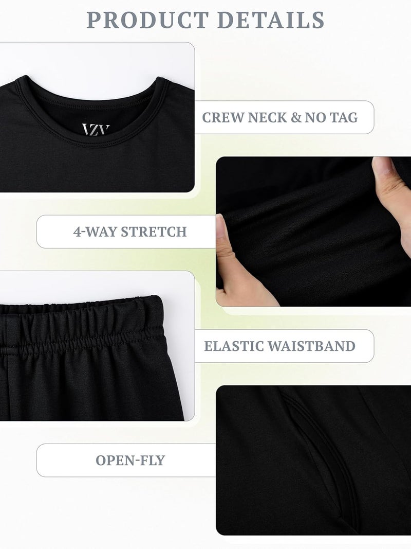 VZV Store 2 Set Thermal Underwear for Kids, Boys Long Sleeve Underwear Fleece Lined Base Layer Thermals Top and Bottom Set - Image 3